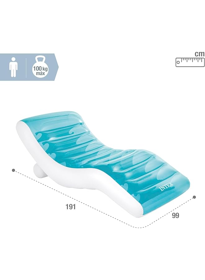 INTEX : Splash Lounge (56874Ep) Teal & White Water & Pool Float Inflatable Built In Cupholders Heavy Duty Handles Back Rest Stylish & Comfortable Design - Image 2