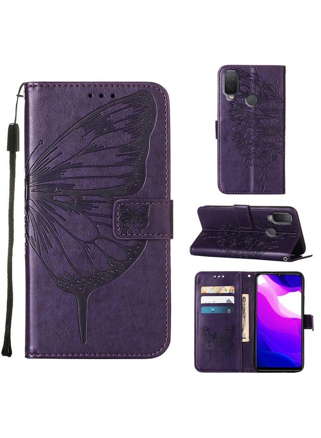S-TOP Case For Alcatel 1L 2021 Embossed Butterfly Leather Phone Case - Image 1