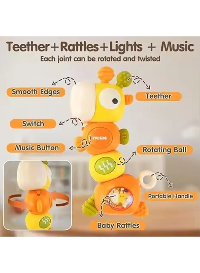Twisoo  Baby Teething & Sensory Toys – Montessori Infant Rattle & Chewable Teether Set for Newborns 0-3-6-9-12 Months – Safe BPA-Free Toys for Boys & Girls, Gift for Babies (Orange  ) - Image 3