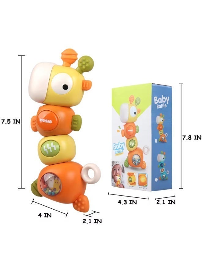 Twisoo  Baby Teething & Sensory Toys – Montessori Infant Rattle & Chewable Teether Set for Newborns 0-3-6-9-12 Months – Safe BPA-Free Toys for Boys & Girls, Gift for Babies (Orange  ) - Image 4