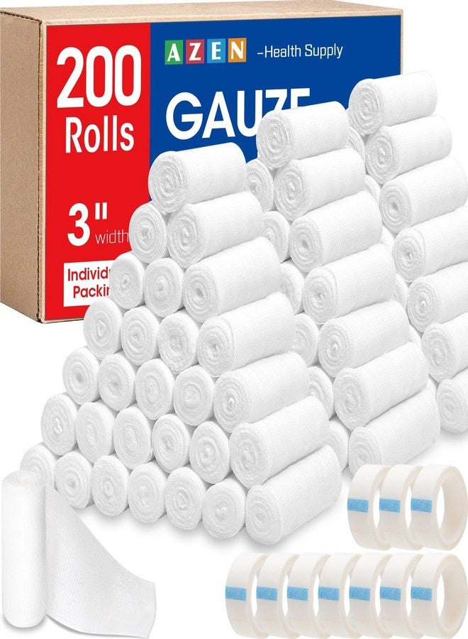 AZEN 200 Pack Gauze Rolls Bandages, 3 in x 4.1 Yards, First Aid Supplies & Premium Medical Supplies, Bandage Wrap Vet Wrap - Image 1