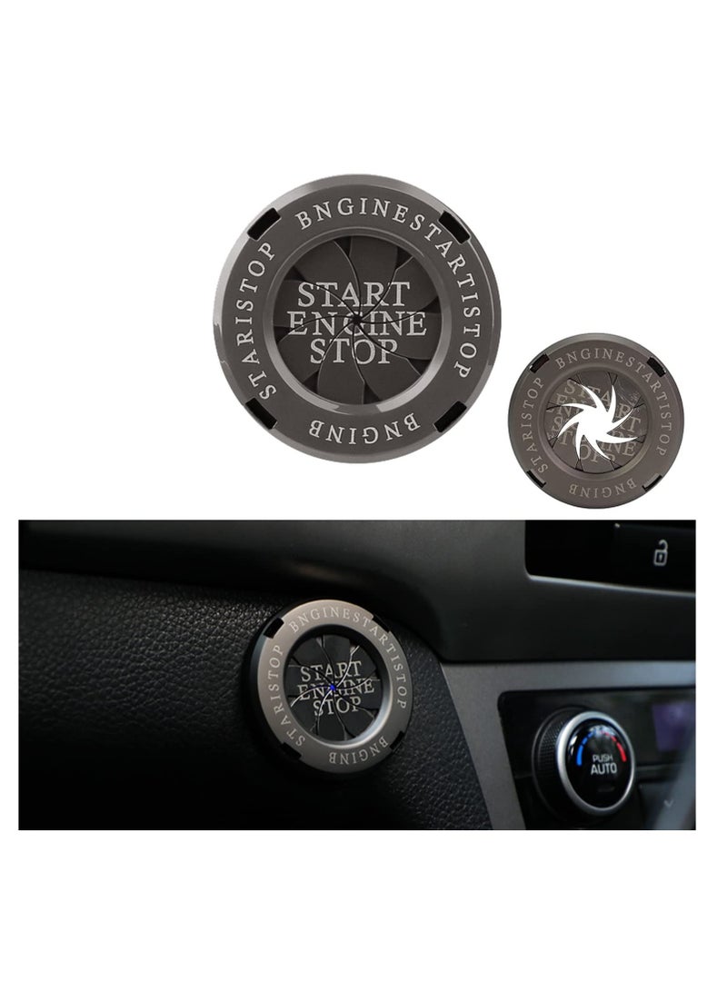 Car Start Button Cover, Engine Start Stop Button Spin Cover, One Key Start Button Cover Anti-Scratch Universal Button Replacement Decoration Protector Ring, Titanium Black - Image 1