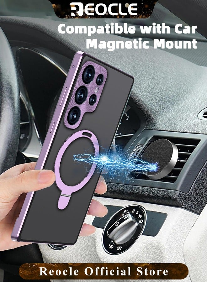 REOCLE Magnetic Phone Case Phone Cover Double-Sided Protection Metal Frame Phone Case with Invisible Magsafe Bracket for Samsung S23 S22 Ultra - Image 2