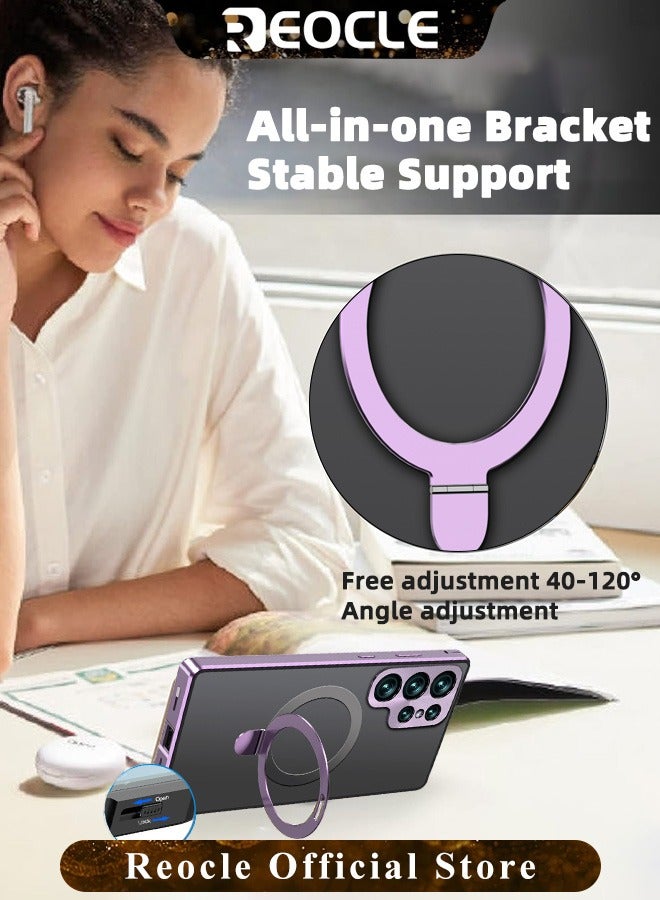 REOCLE Magnetic Phone Case Phone Cover Double-Sided Protection Metal Frame Phone Case with Invisible Magsafe Bracket for Samsung S23 S22 Ultra - Image 4