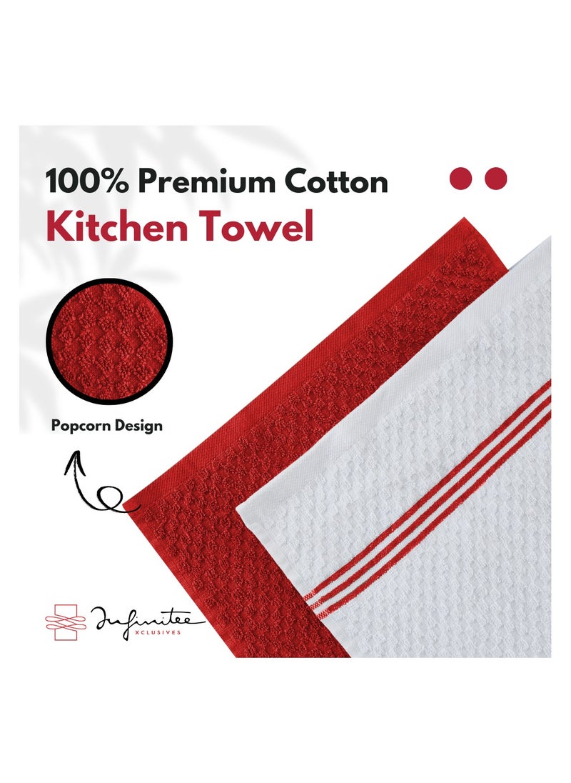 Infinitee Xclusives Premium Kitchen Towels – Pack of 6, 100% Cotton 40cm x 70cm Absorbent Dish Towels - 425 GSM Tea Towel, Terry Kitchen Dishcloth Towels- Red Dish Cloth for Household Cleaning by Infinitee Xclusives  - Image 3