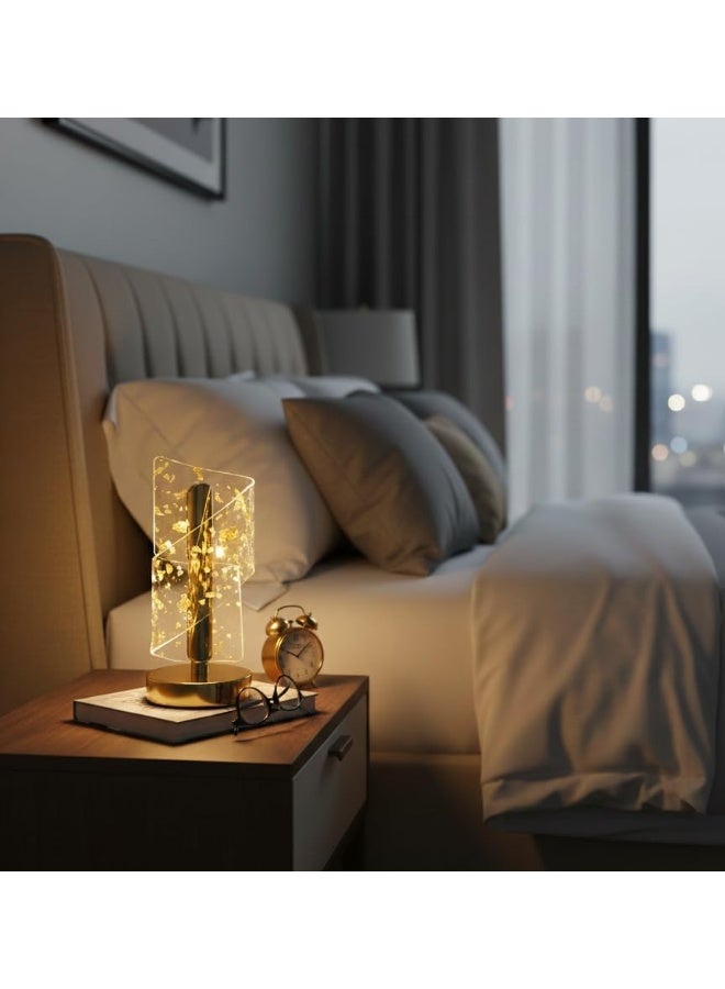 مصباح ليلي LED ثلاثي الأبعاد – قاعدة ذهبية بلاستيكية، مصباح طاولة زخرفي لاسلكي يعمل باللمس لغرفة النوم والمعيشة وديكور المنزل - Image 2