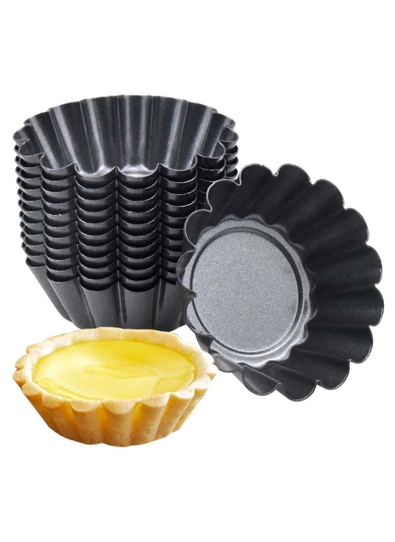 SYOSI Egg Tart Mold 12 Packs Stainless Cupcake Stand Shells Household Baking Heat-Resistant Aluminum Tray Non-Stick Cup  - Image 1