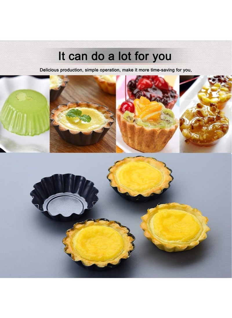 SYOSI Egg Tart Mold 12 Packs Stainless Cupcake Stand Shells Household Baking Heat-Resistant Aluminum Tray Non-Stick Cup  - Image 2