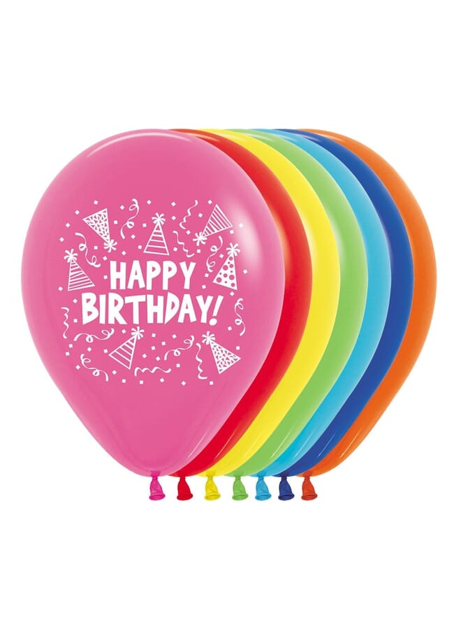 Party Time 12 Piece All Over Happy Birthday Hats Balloons Assorted 12Inch - Image 2