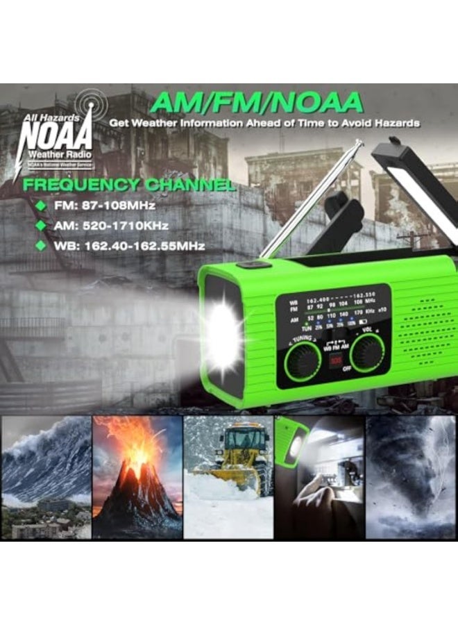 Arabest Emergency Radio 2000mAh Solar Hand Crank AM/FM/NOAA Portable Weather Radio with Phone Charger, LED Flashlight, Reading Lamp, SOS Alarm, Headphone Jack for Indoor Outdoor Emergency, USB Charged - Image 2