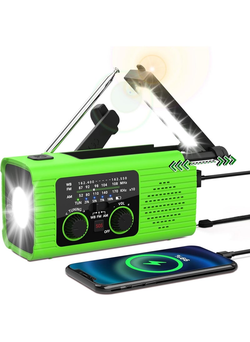 Arabest Emergency Radio 2000mAh Solar Hand Crank AM/FM/NOAA Portable Weather Radio with Phone Charger, LED Flashlight, Reading Lamp, SOS Alarm, Headphone Jack for Indoor Outdoor Emergency, USB Charged - Image 1