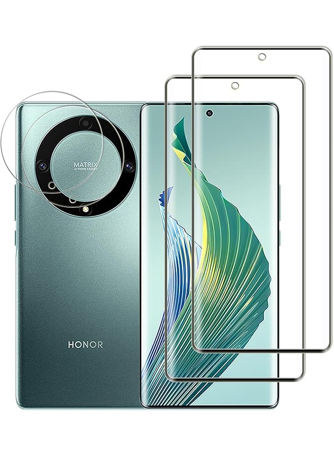 إيروريكس عبوة من 2 واقي شاشة لهاتف Honor X9A Honor Magic5 Lite 5G، زجاج مقوى بصلابة 9H، واقي عدسة كاميرا 2 ×، مضاد للخدش، خالٍ من الفقاعات، متوافق مع Honor X9A Honor Magic5 Lite 5G - Image 1