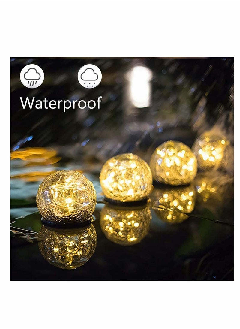 Y&D Garden Solar Lights, Cracked Glass Ball Waterproof Warm White LED for Outdoor Pathway Patio Yard Lawn Decor, 1 Globe (3.9”)  - Image 4
