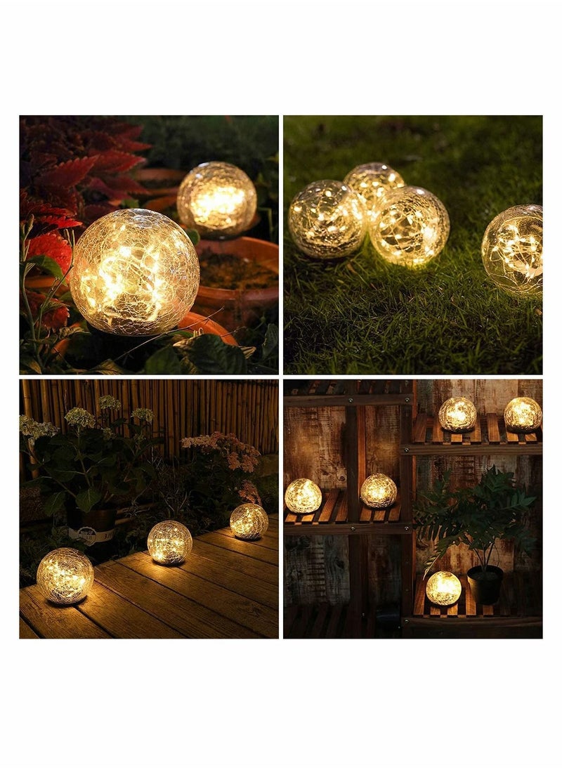Y&D Garden Solar Lights, Cracked Glass Ball Waterproof Warm White LED for Outdoor Pathway Patio Yard Lawn Decor, 1 Globe (3.9”)  - Image 2
