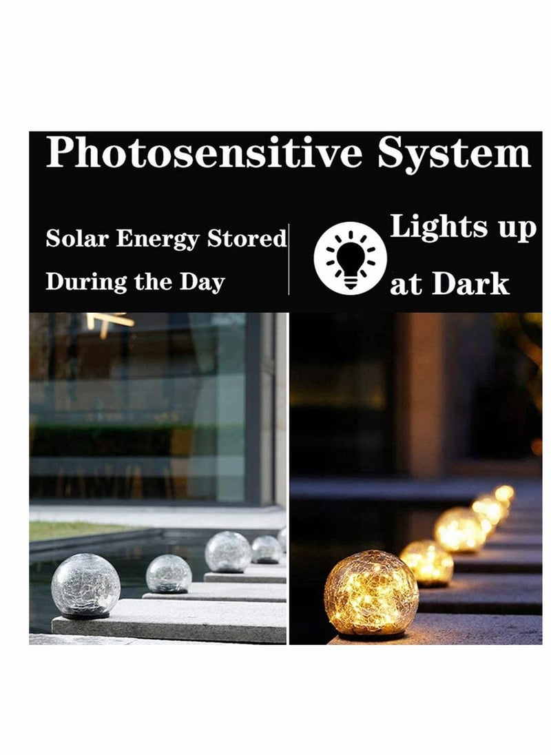 Y&D Garden Solar Lights, Cracked Glass Ball Waterproof Warm White LED for Outdoor Pathway Patio Yard Lawn Decor, 1 Globe (3.9”)  - Image 3