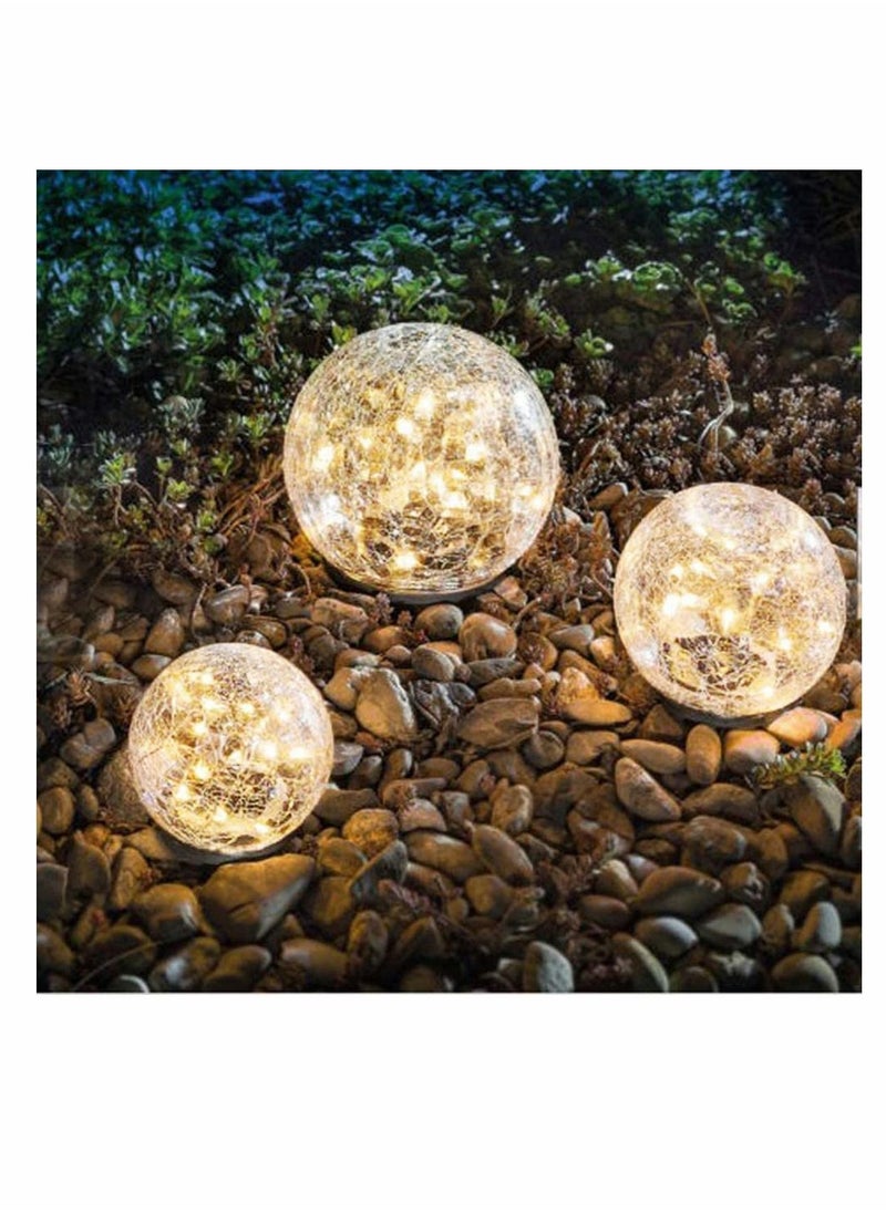Y&D Garden Solar Lights, Cracked Glass Ball Waterproof Warm White LED for Outdoor Pathway Patio Yard Lawn Decor, 1 Globe (3.9”)  - Image 1