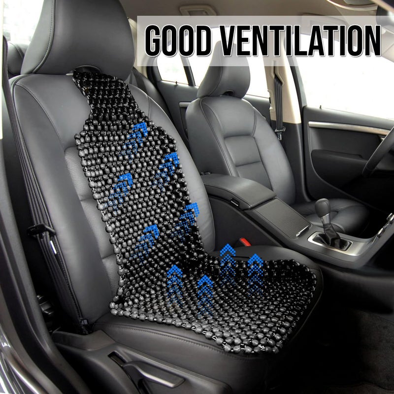 ZONETECH Set of 2 Wooden Beaded Car Seat Cushions - Image 2