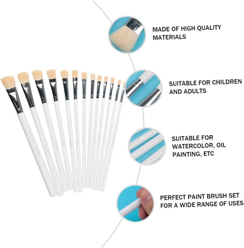 klarako 2 Sets Kids Kid Hair Professional Brushes Watercolor Varnish Art Paint Oil Artist DIY Fine White Brush Gouache for Painting Acrylic Flat Detail Baby Handle Wood of Wooden Craft - Image 5