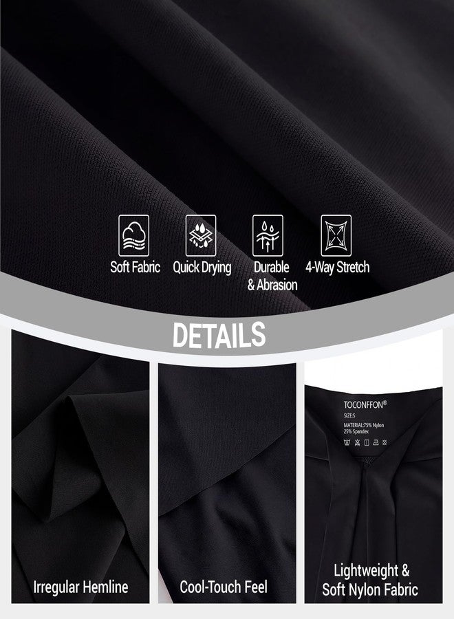 TOCONFFON Women Gym Flowy Ballet Cover Up Skirt Opaque Pull-On Wrap Yoga Skirt w Deco Strap for Swimsuit Beach Dance&Workout​(Black,L) - Image 5