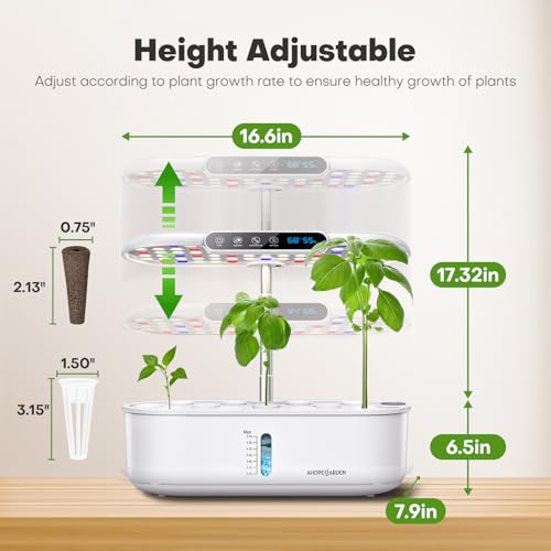 Ahopegarden Hydroponics Growing System with 12 Pods, Indoor Garden Kit with LED Grow Light & LCD Temp Humidity Display, Smart Quiet Pump Planter for Herbs, Lettuce, Vegetables, Kitchen Garden Use - Image 5