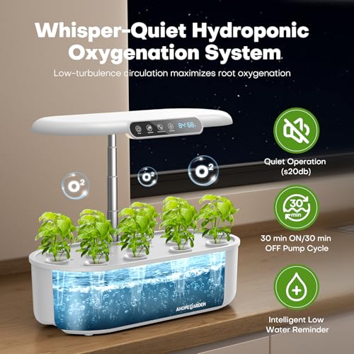 Ahopegarden Hydroponics Growing System with 12 Pods, Indoor Garden Kit with LED Grow Light & LCD Temp Humidity Display, Smart Quiet Pump Planter for Herbs, Lettuce, Vegetables, Kitchen Garden Use - Image 4
