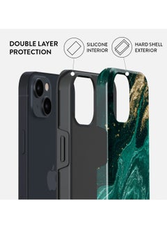 BURGA iPhone 15 Case, 2 Piece Hard Shell + TPU Silicone Interior, Shock Absorption, All Port Accessible, Raised Bezel For Screen & Camera Protection, Never Fading HQ Print, Emerald Pool  - Image 2