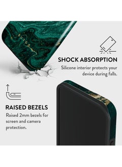 BURGA iPhone 15 Case, 2 Piece Hard Shell + TPU Silicone Interior, Shock Absorption, All Port Accessible, Raised Bezel For Screen & Camera Protection, Never Fading HQ Print, Emerald Pool  - Image 4