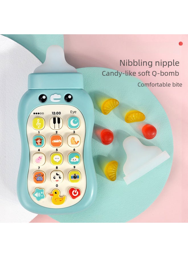 Children's Toy Phone Early Education Chewable Milk Bottle Baby Bilingual Music Educational Simulated Intelligent Telephone-Color:Bottle Phone Blue 【Light Version】 Charging - Image 5