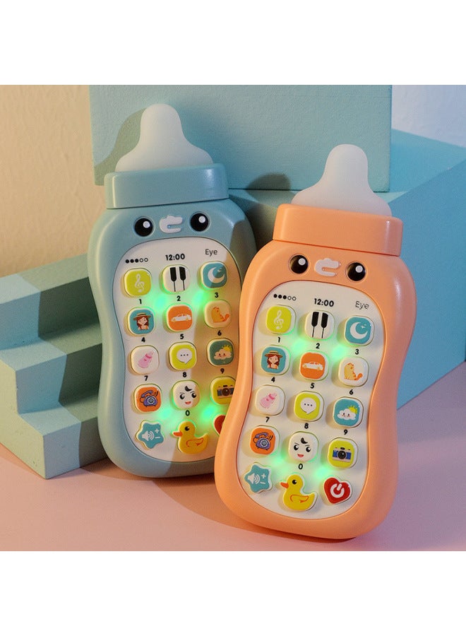 Children's Toy Phone Early Education Chewable Milk Bottle Baby Bilingual Music Educational Simulated Intelligent Telephone-Color:Bottle Phone Blue 【Light Version】 Charging - Image 2