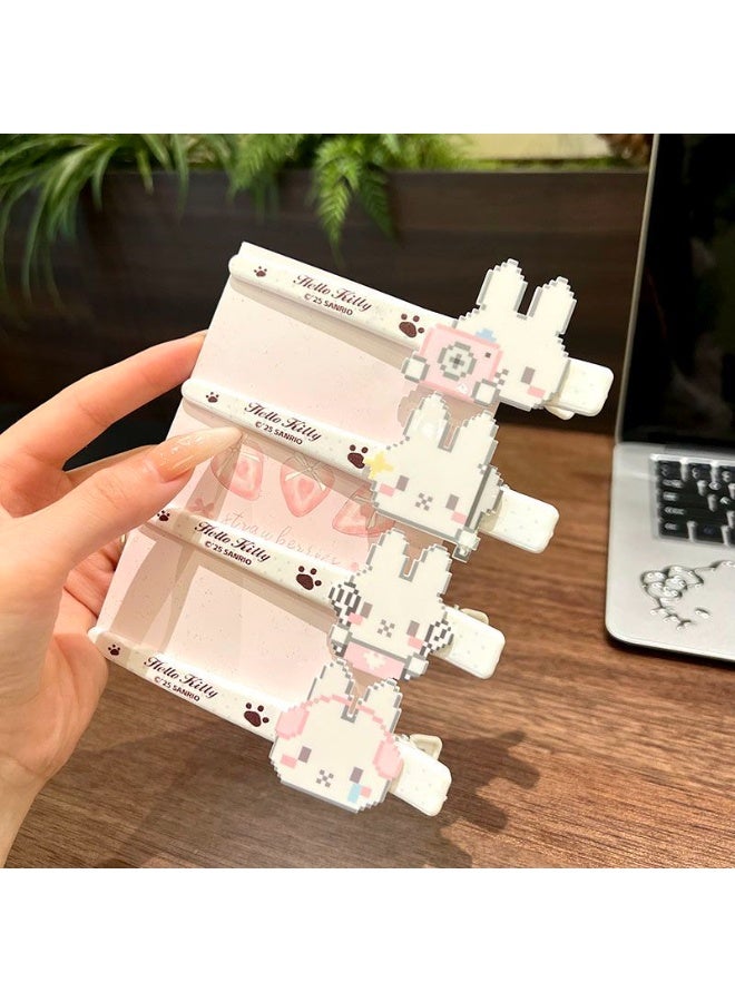 Hello Kitty 4pcs Pixel Style Cartoon Hair Clips, Cute Duckbill Clips for Bangs & Sides - Image 1