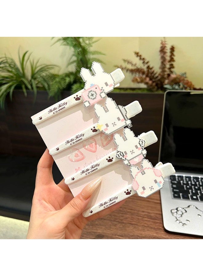 Hello Kitty 4pcs Pixel Style Cartoon Hair Clips, Cute Duckbill Clips for Bangs & Sides - Image 4