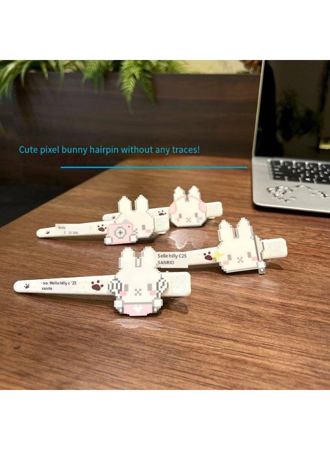 Hello Kitty 4pcs Pixel Style Cartoon Hair Clips, Cute Duckbill Clips for Bangs & Sides - Image 2