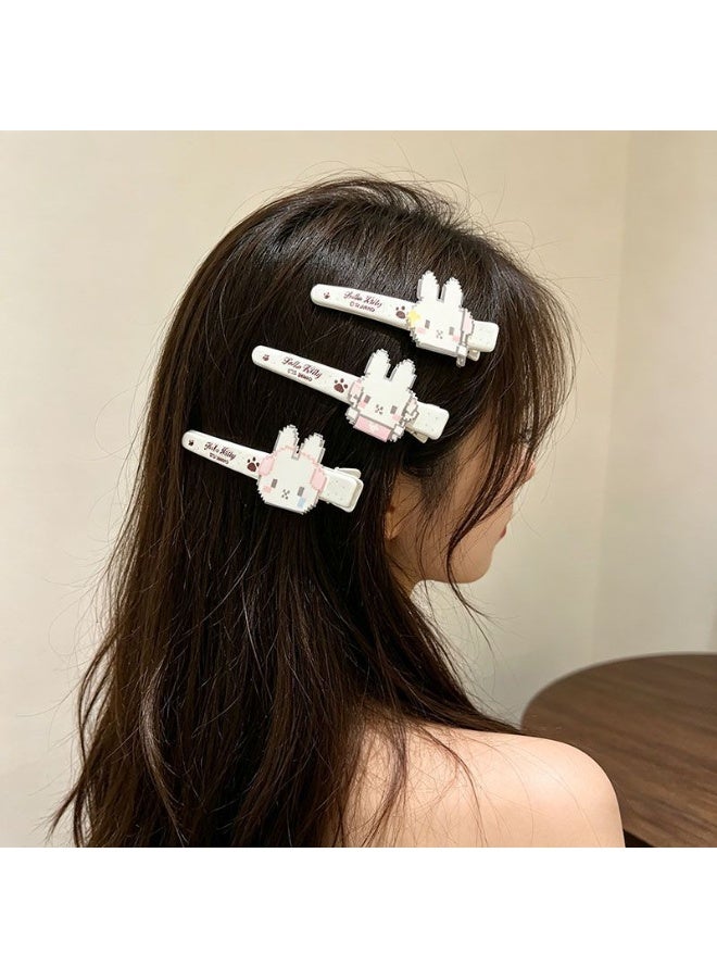 Hello Kitty 4pcs Pixel Style Cartoon Hair Clips, Cute Duckbill Clips for Bangs & Sides - Image 3