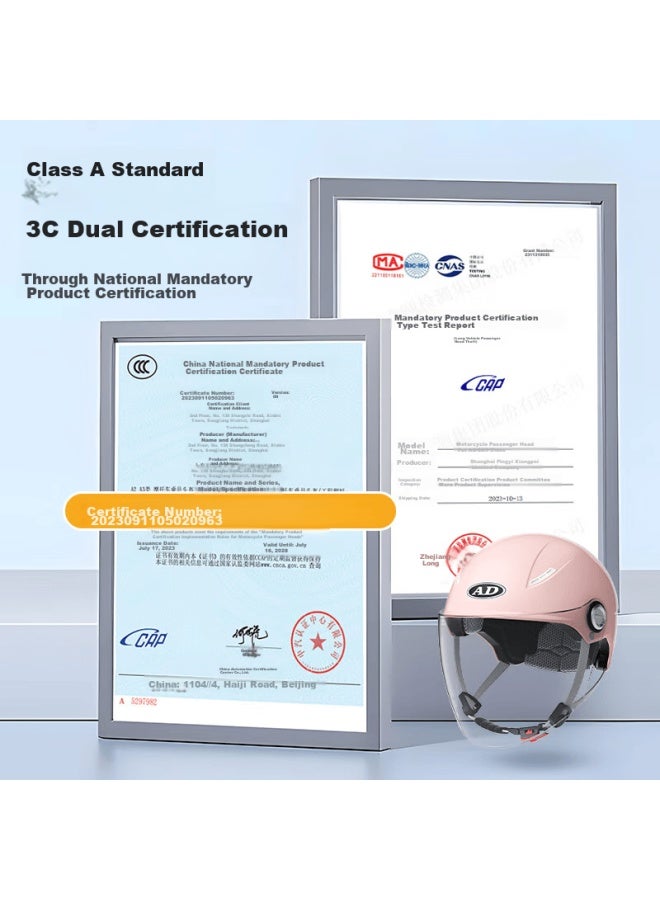 Ad New National Standard Class A 3c Certified Electric Bicycle Helmet For Men And Women, Summer Electric Scooter Safety Helmet, Uni Lightweight Riding Motorcycle Half Helmet For All Seasons, Winter A2 Girls' Pink - Image 2