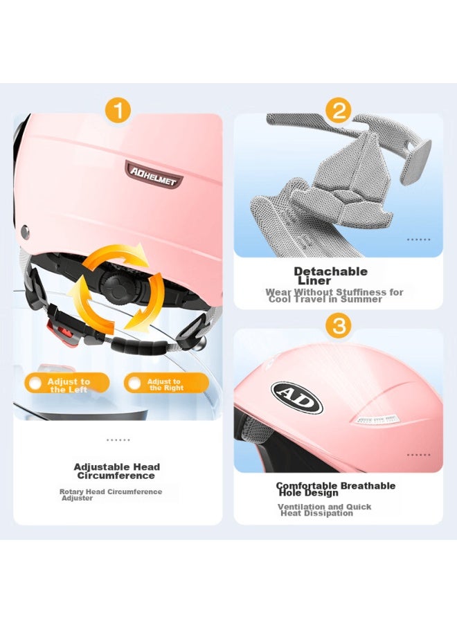 Ad New National Standard Class A 3c Certified Electric Bicycle Helmet For Men And Women, Summer Electric Scooter Safety Helmet, Uni Lightweight Riding Motorcycle Half Helmet For All Seasons, Winter A2 Girls' Pink - Image 5