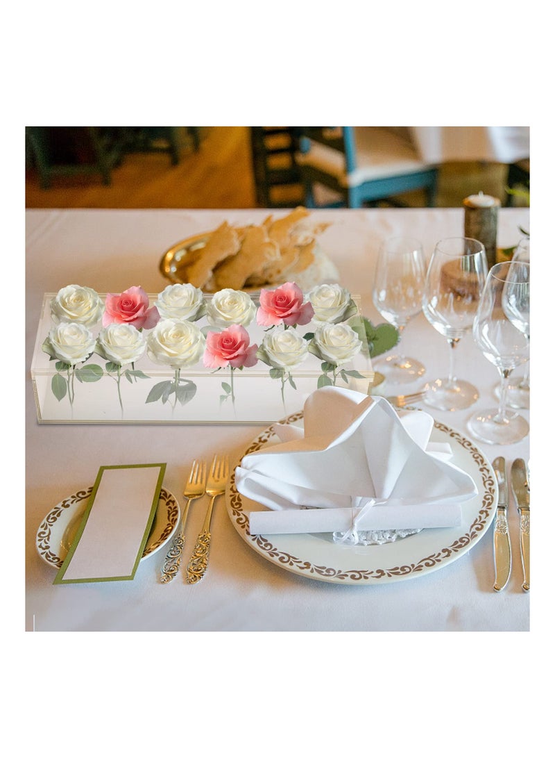 NIBEMINENT SYOSI Clear Acrylic Flower Vase, 12 Inches Long Rectangular Floral Centerpiece, for Dining Table, Weddings Home Decor - Image 3