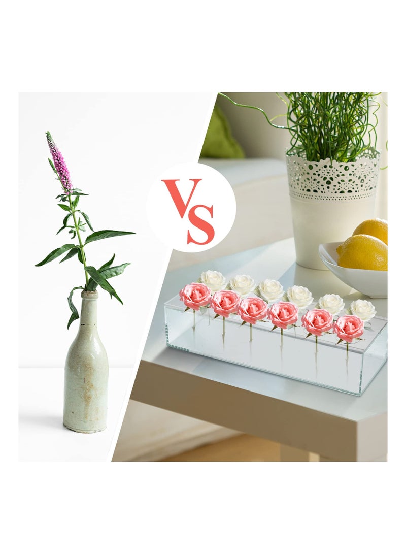 NIBEMINENT SYOSI Clear Acrylic Flower Vase, 12 Inches Long Rectangular Floral Centerpiece, for Dining Table, Weddings Home Decor - Image 4