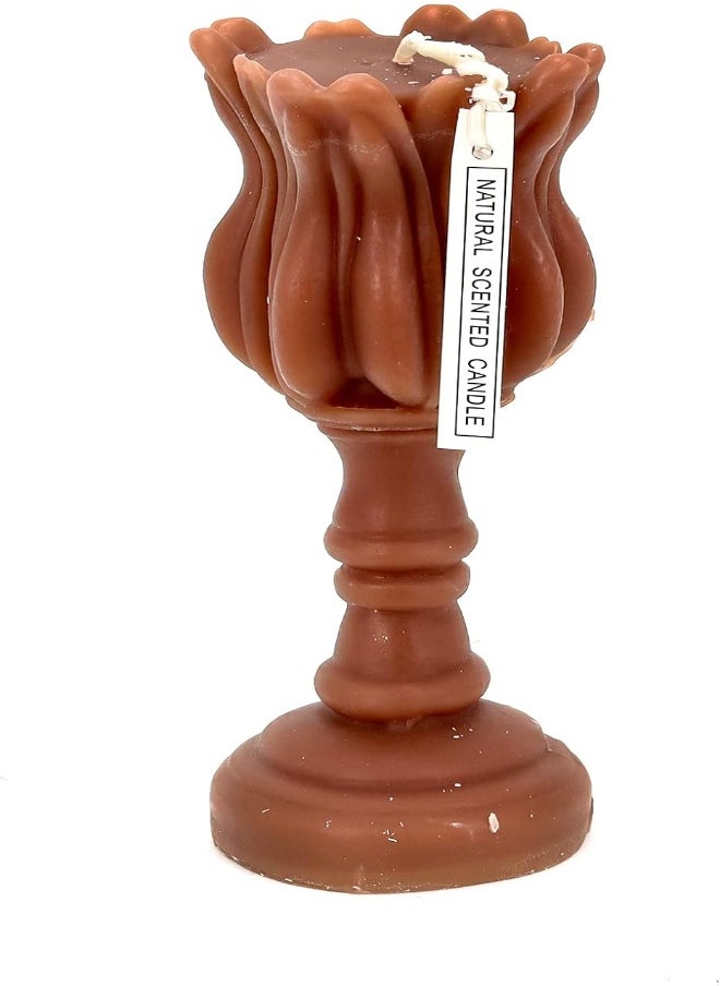 AKDC Pure Natural Pillar Stand Scented Candles 5.5" Inch, Wax Handmade 3D Pillars Shape Real Candle For Decorative Birthdays Wedding Party Hotel Restaurant Spa Club Home Decor (Brown - Pack Of 2)  - Image 3