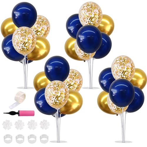 TONIFUL 4 Set Navy Blue Gold Balloon Centerpieces for TableBalloons Stand Kit for Graduation Decorations 2026 Class of 2026 Party DecorationsRetirementAnniversaryHomecomingBirthday Decoration - Image 1