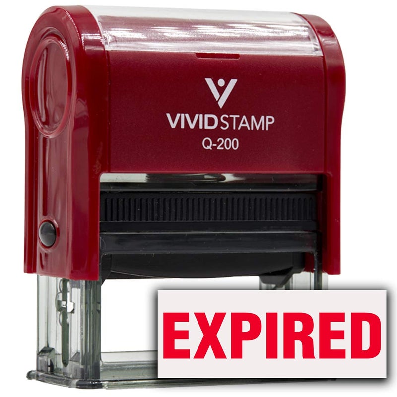 Vivid Stamp Expired Self Inking Rubber Stamp Red Ink  Medium