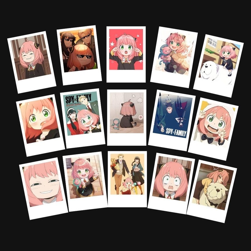 Funk You Store Spy x Family Cards Posters Kit (Set of 15) | Anime Spy x Family Mini Posters Collage Kit Size (8 x 6 cm) Poster for Phone Accessories, Bedroom, Office, Living room, Dorm room - Image 1