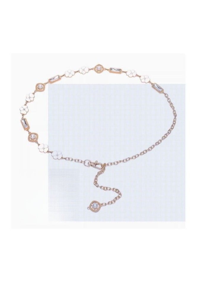 Pearl Flower Chain Belt Waist Chain Decorative Clothing  - Image 1