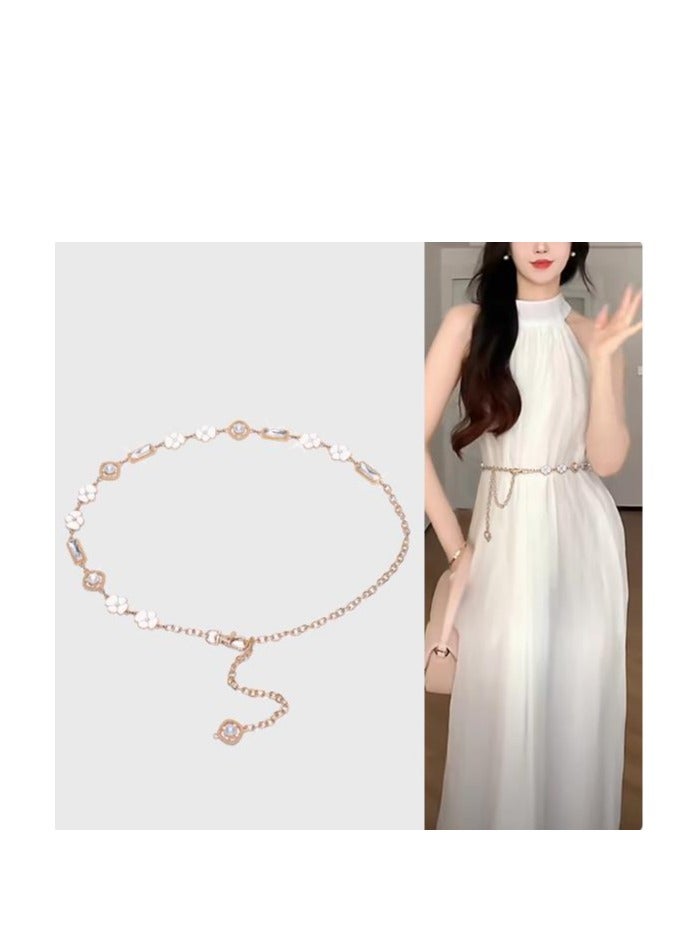 Pearl Flower Chain Belt Waist Chain Decorative Clothing  - Image 3