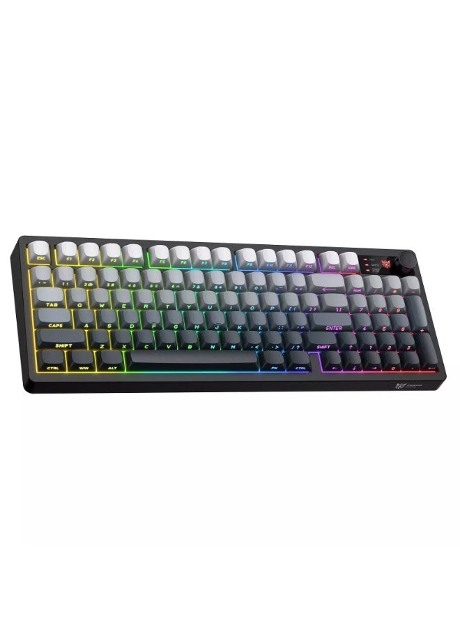 onikuma MT902 Silent Wireless Gaming Keyboard – 3-Mode Bluetooth 5.0, 2.4GHz & USB-C Rechargeable Keyboard with Volume Knob, RGB Backlight & 95-Key Compact Layout (Gradient Gray) - Image 3