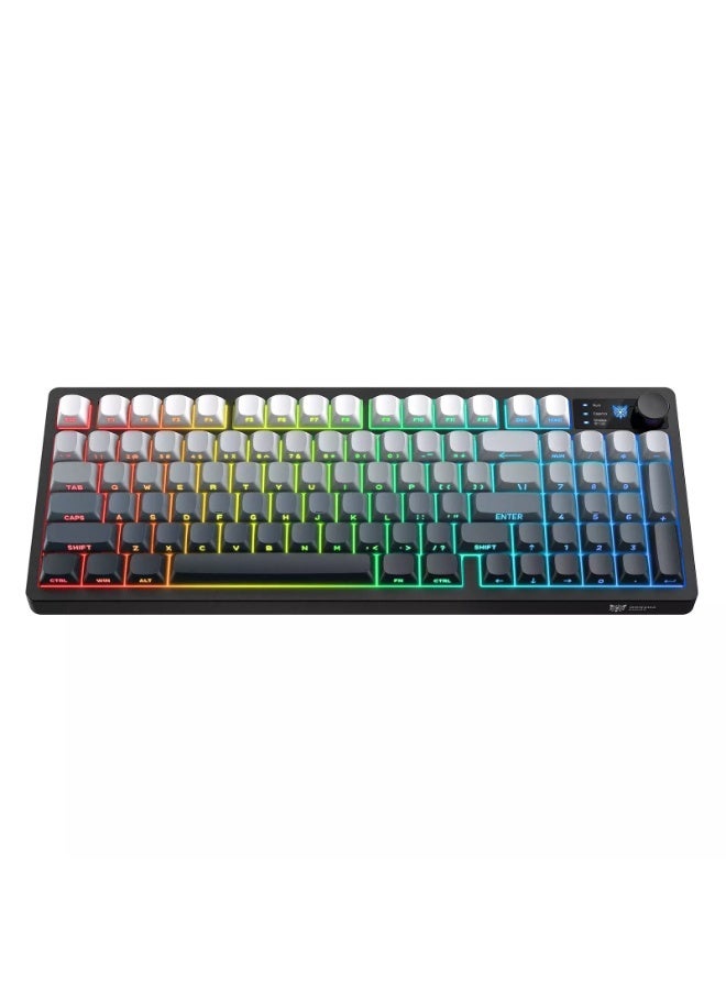 onikuma MT902 Silent Wireless Gaming Keyboard – 3-Mode Bluetooth 5.0, 2.4GHz & USB-C Rechargeable Keyboard with Volume Knob, RGB Backlight & 95-Key Compact Layout (Gradient Gray) - Image 2