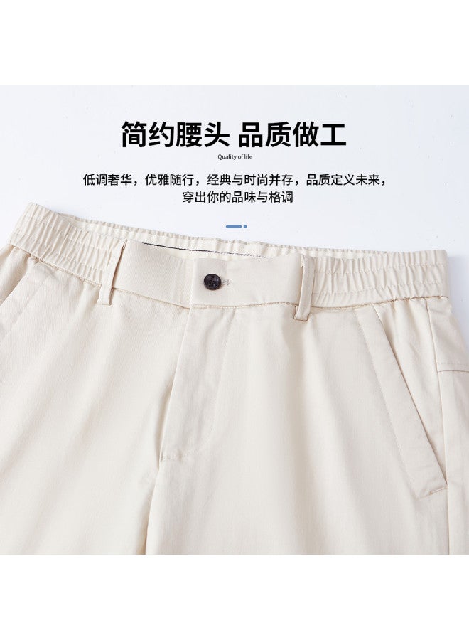 FOLUNSI summer Lightweight Business Solid Color Commuter Elastic Waist Straight Leg Stretch Men's Ankle Pants - Image 3
