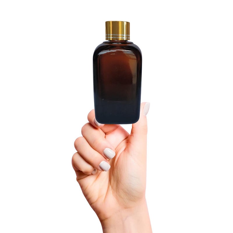 Devinez Devinez Pack of 4 Multipurpose Refillable Amber Square Shape Glass Bottle 30 ml with Golden Cap and V Drop Nozzle for Cosmetics Serum Essential Oils Blends Skin Care Travel Toners DIY - Image 2