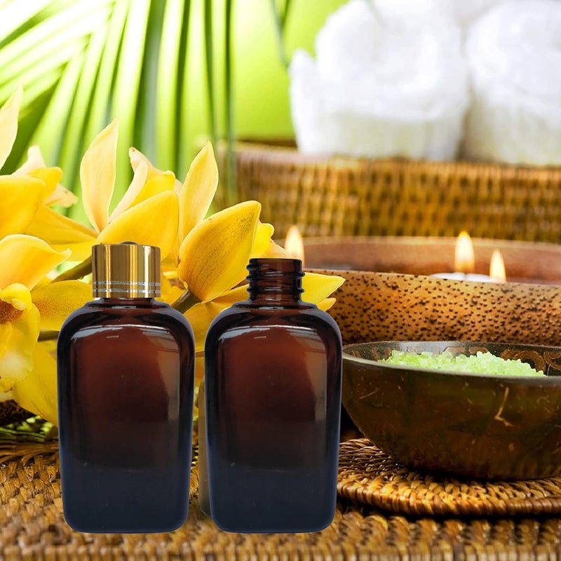 Devinez Devinez Pack of 4 Multipurpose Refillable Amber Square Shape Glass Bottle 30 ml with Golden Cap and V Drop Nozzle for Cosmetics Serum Essential Oils Blends Skin Care Travel Toners DIY - Image 4