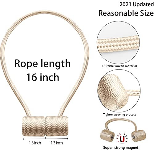XDerlin Curtain Tiebacks Clips VS Strong Magnetic Tie Band Home Office Decorative Drapes Weave Holdbacks Holders European for Blackout Sheer Window Treatment (2PCS, Beige) - Image 2