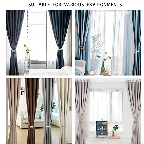 XDerlin Curtain Tiebacks Clips VS Strong Magnetic Tie Band Home Office Decorative Drapes Weave Holdbacks Holders European for Blackout Sheer Window Treatment (2PCS, Beige) - Image 5